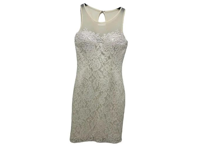 Autre Marque Vestido de cocktail Basix de renda branca com pérolas Branco