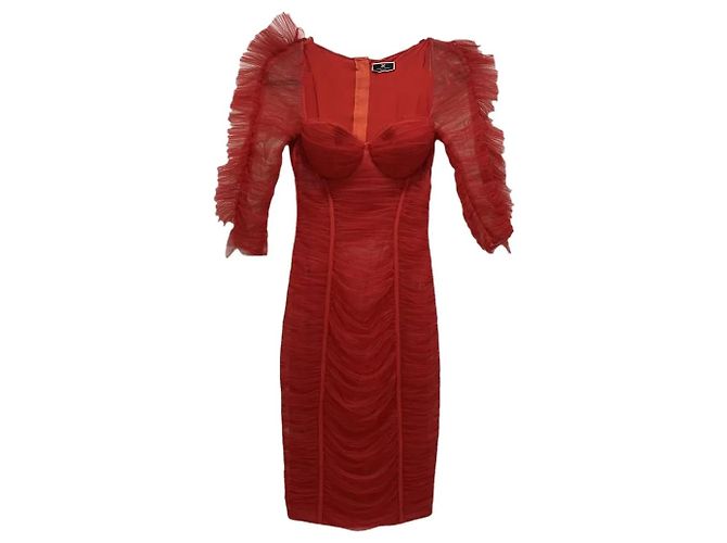 Vestido rojo con volantes Elisabetta Franchi Roja