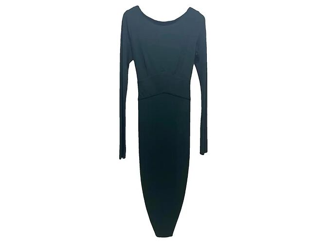 Alexandre Vauthier Langes Grünes Kleid mit Langarm Dunkelgrün