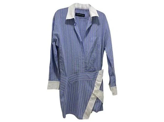 Alexandre Vauthier Blue and White Striped Shirt Dress