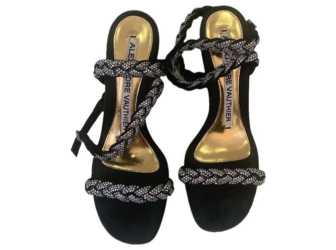 Sandali Alexandre Vauthier neri in scamosciato con cristalli Nero