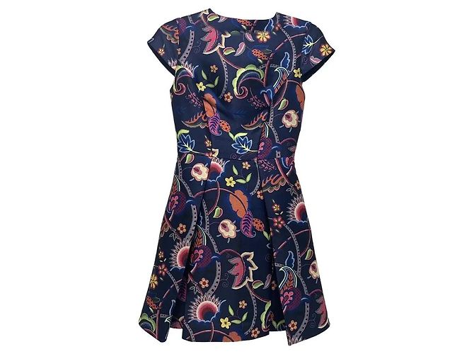 Robe d'été imprimée Ted Baker silhouette évasée Multicolore Bleu foncé