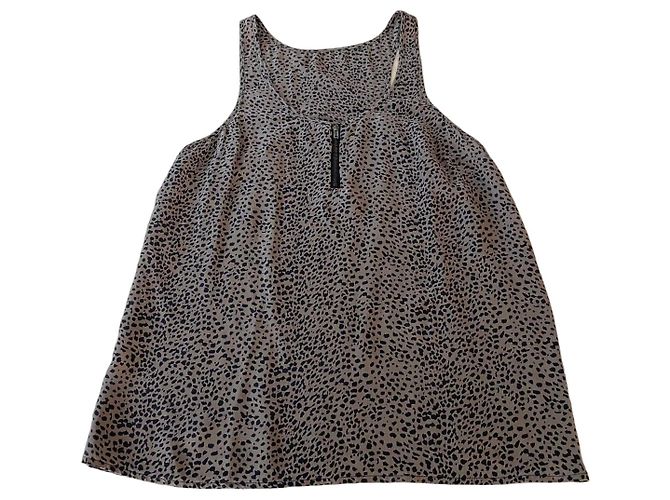 Autre Marque Bel Air Seidentop Leopardenmuster Beige Leopardenprint