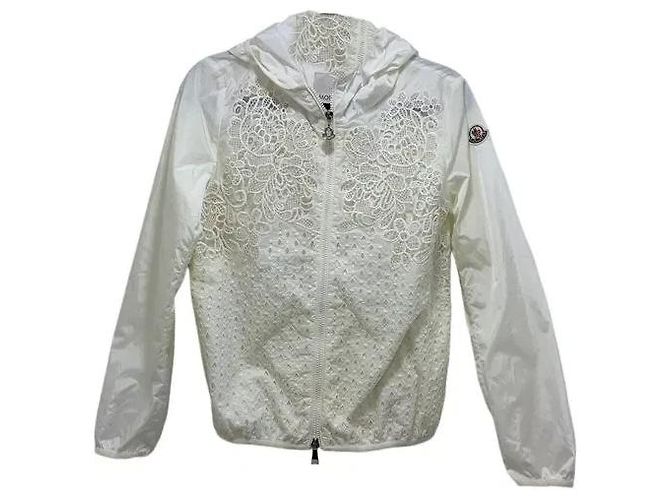 Moncler Vive Eyelet Spitzen-Bomberjacke Weiß