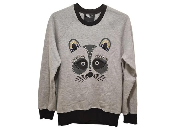 Markus Lupfer Sudadera Gris con Cara de Mapache