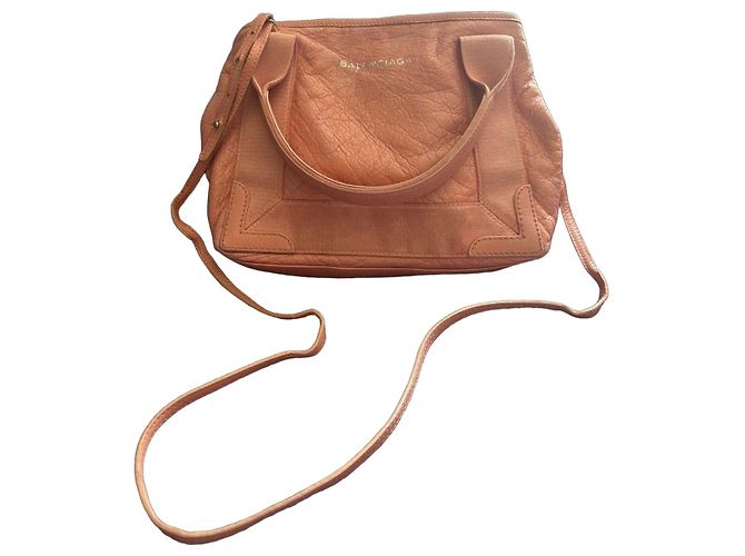 Bolsa de couro Balenciaga Navy Cabas rosa