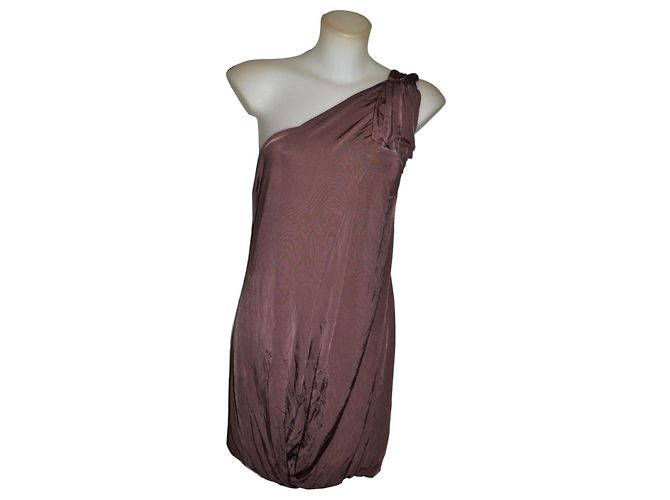 Elisabetta Franchi Ein-Schulter-Minikleid Bronze Braun