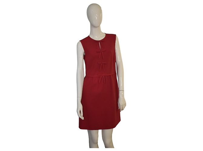 Vestido corto sin mangas de crepé RED Valentino con lazos Roja