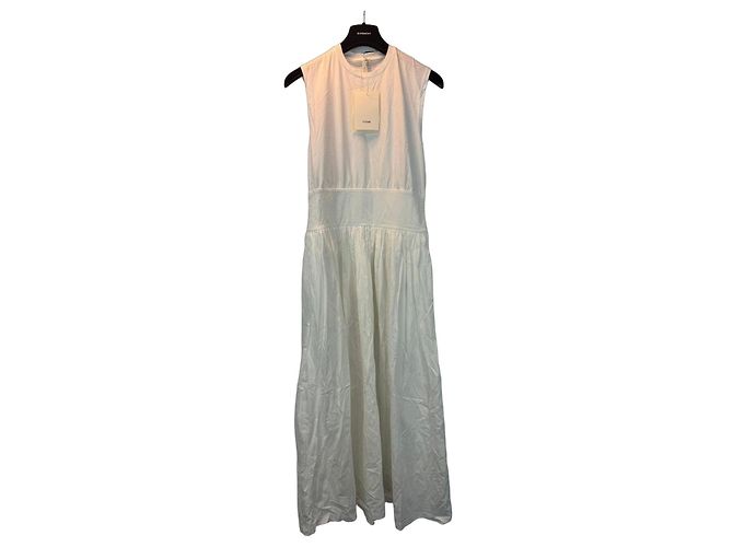 Totême Vestido Midi sin mangas de algodón - Off White Blanco