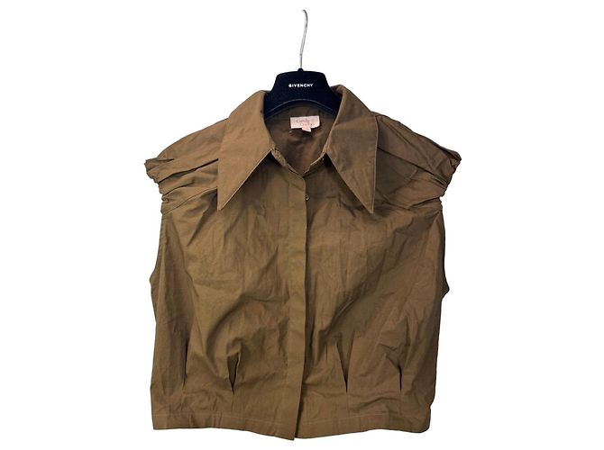 Autre Marque Camila Coelho Camicia corta in misto cotone marrone