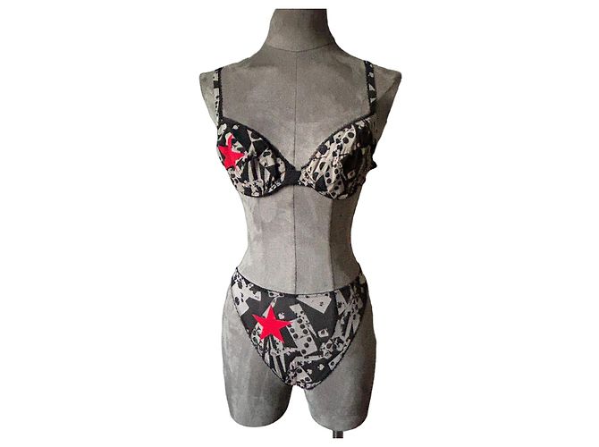 Conjunto de lencería Christian Dior en seda y encaje Blanco Beige
