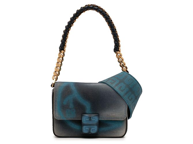 Bolsa tiracolo Givenchy Blue Chito Small 4G Graffiti Effect em lona e couro Azul Azul marinho