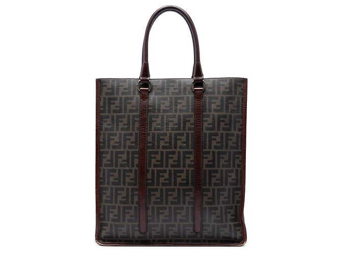 Fendi Brown Zucca Coated Canvas Vertical Tote