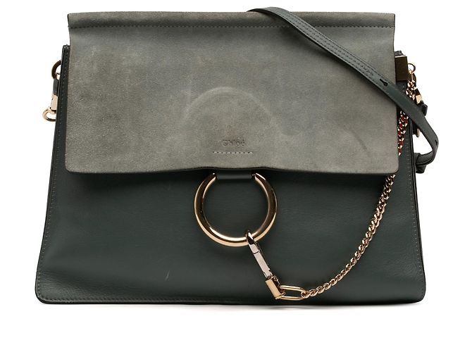 Bolsa transversal Faye em couro de bezerro e camurça azul da Chloé, tamanho Medium
