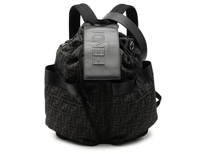 Fendi Gray Large FF Jacquard Strike Backpack Brown