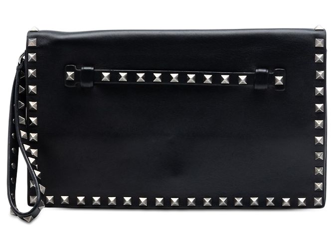 Clutch da polso Valentino Black Nappa Rockstud Nero