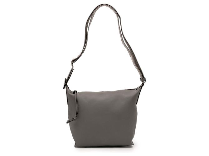 LOEWE Bolsa Cubi Crossbody de couro de bezerro cinza pequena Marrom