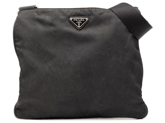 Bolsa Transversal Prada Black Tessuto Zip Top Preto