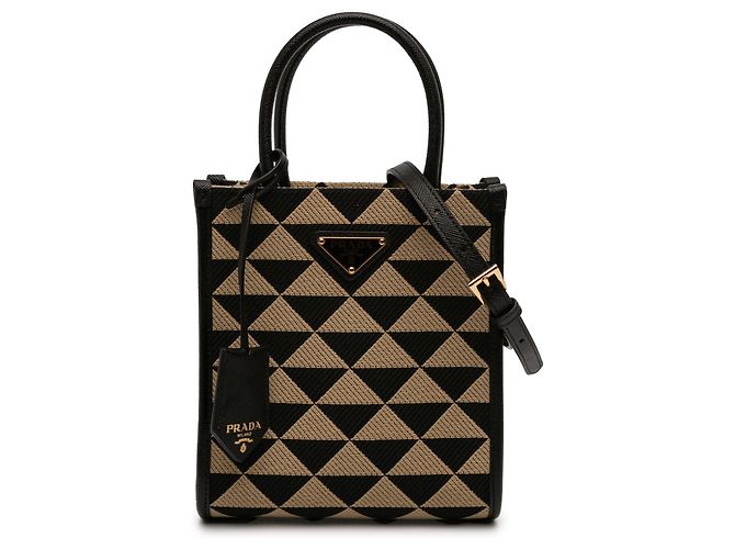Borsa Prada Brown Mini Embroidered Jacquard Symbole Triangolo Marrone
