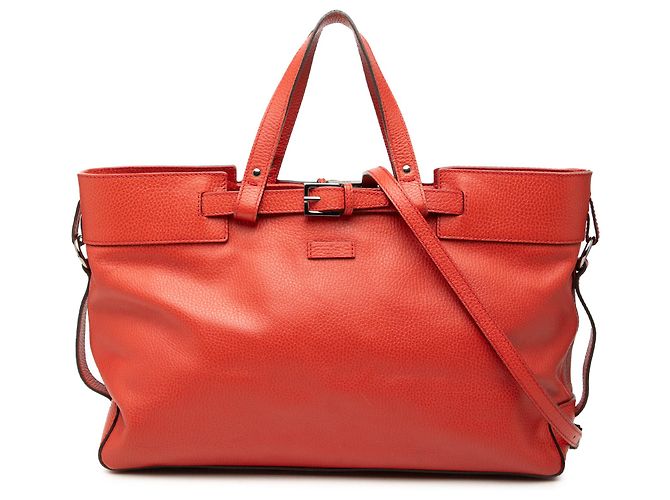 Bolsa satchel Gucci em couro de bezerro vermelho com fivela