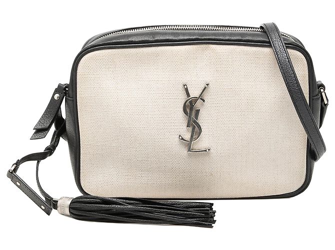 Saint Laurent White Canvas Monogram Lou Camera Bag