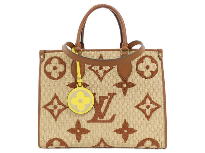 Bolsa Louis Vuitton Monogram Raffia OnTheGo MM Marrom Bege