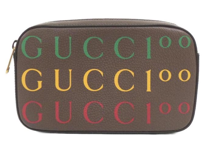 Pochete Gucci em couro marrom