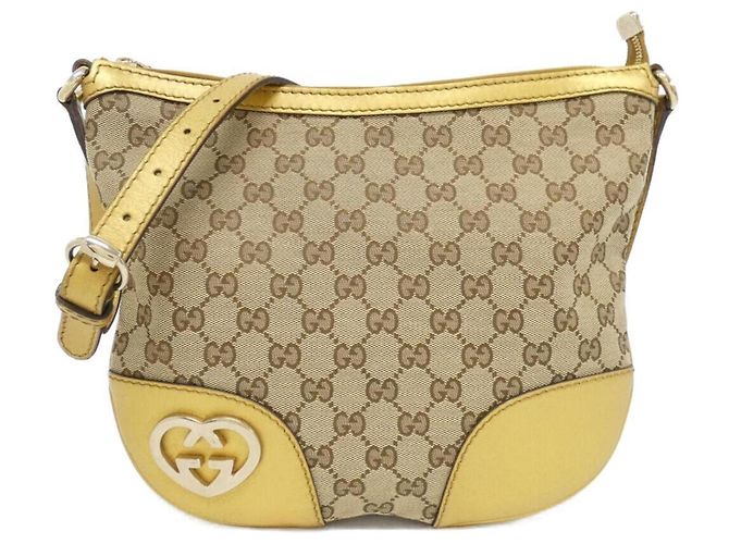 Bolsa de Ombro Gucci GG Canvas Bege Dourado