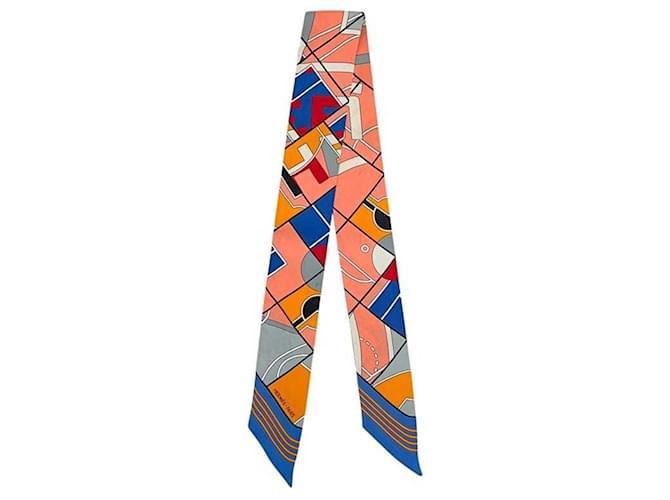 Sciarpa Twilly Hermès blu e rosa 
