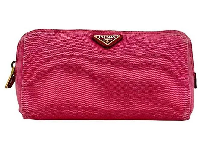 Prada Pink Plate Canvas Pouch