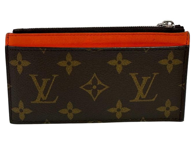 Louis Vuitton Monogram Coin Card Holder Brown Orange