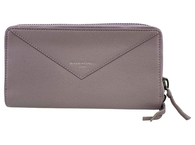 Cartera larga de cuero rosa Balenciaga