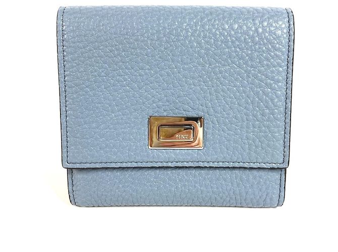 Fendi Peekaboo Logo Compact Wallet Blue