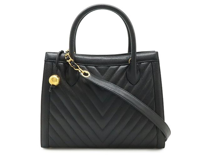 Bolsa de couro Chanel Chevron V-Stitch Preto