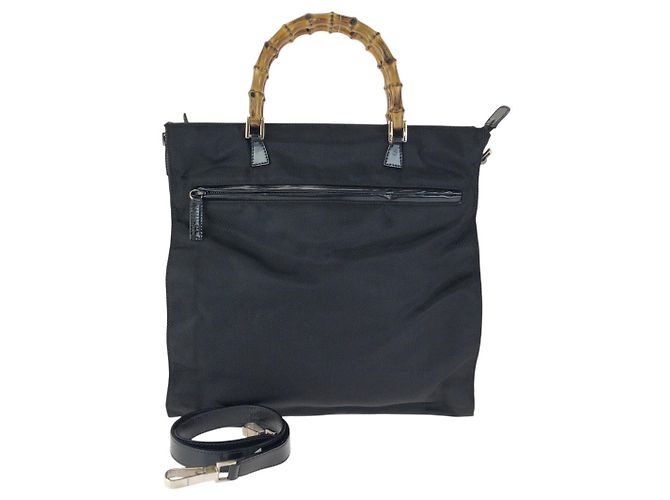 Bolso Tote Gucci de nylon y cuero Negro