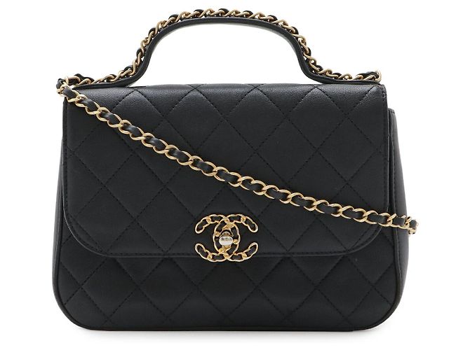 Bolso Chanel 19 de piel acolchada con asa superior Negro