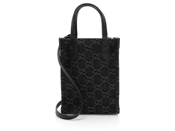 Mini bolso tote Gucci GG Denim Ophidia Negro