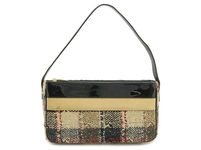 Bolsa de ombro de lã e camurça Burberry Marrom Bege