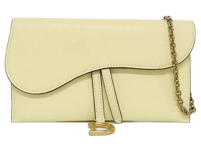 Cartera Christian Dior Saddle de piel de cabra Amarillo