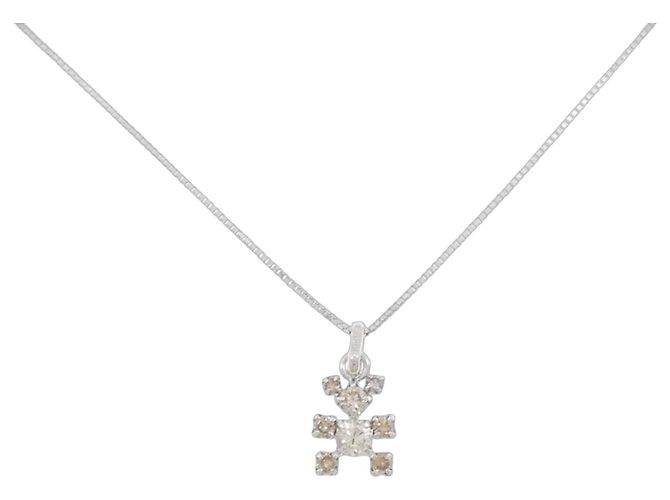 Autre Marque Au750 Weißgold-Diamantkette Silber