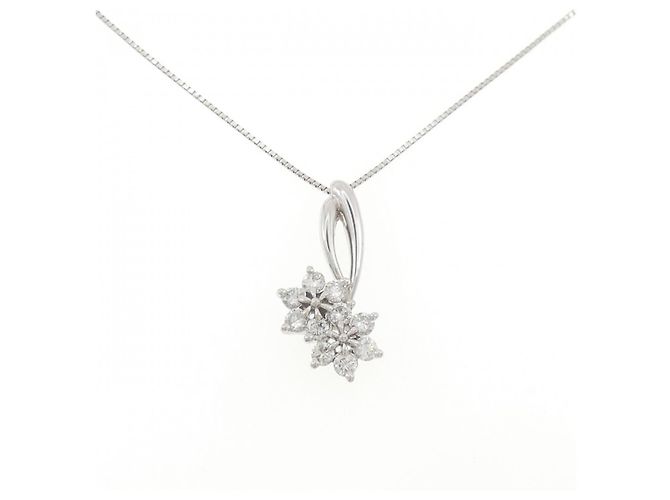 Autre Marque Pt900/Pt850 Diamant-Halskette Silber