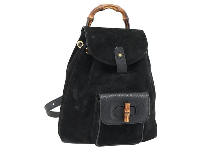 Gucci Vintage Bamboo Suede Small Noir