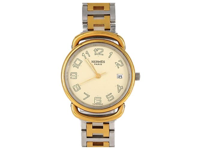Reloj Hermès Pullman de acero inoxidable bitono y chapado en oro de cuarzo