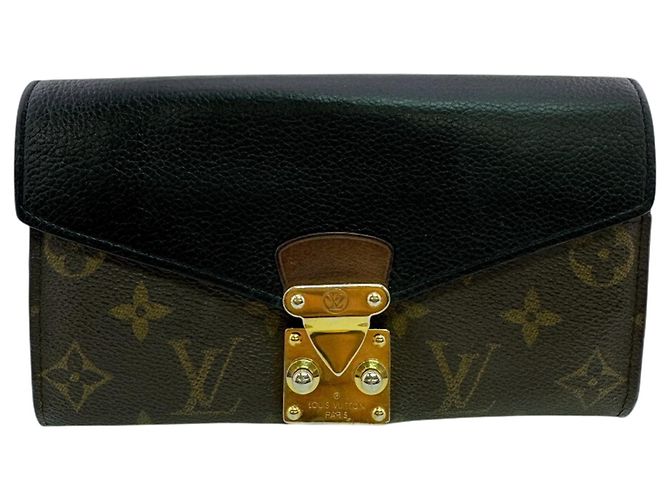 Louis Vuitton Pallas Flap Lock Bi-fold Monogramm Geldbörse Braun Schwarz