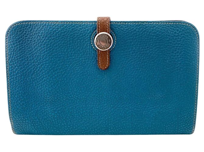 Hermès Hermes Dogon GM Verso Bicolor Bi-fold Wallet Brown Blue Multiple colors
