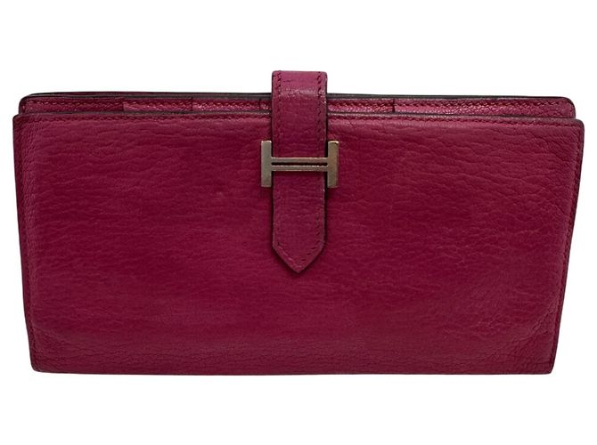 Hermès HERMES Bearn Soufflé Bi-fold Wallet Pink