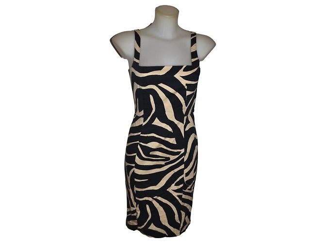 Vestido Les Copains estampado de cebra en algodón elástico Negro
