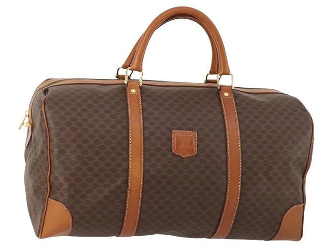 Céline Celine Vintage Duffle Canvas and Leather Marron