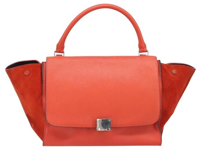 Céline Celine Trapeze de piel y ante Medium Naranja