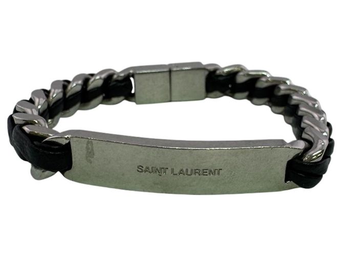Pulsera de brazalete de eslabones curvos en plata SAINT LAURENT